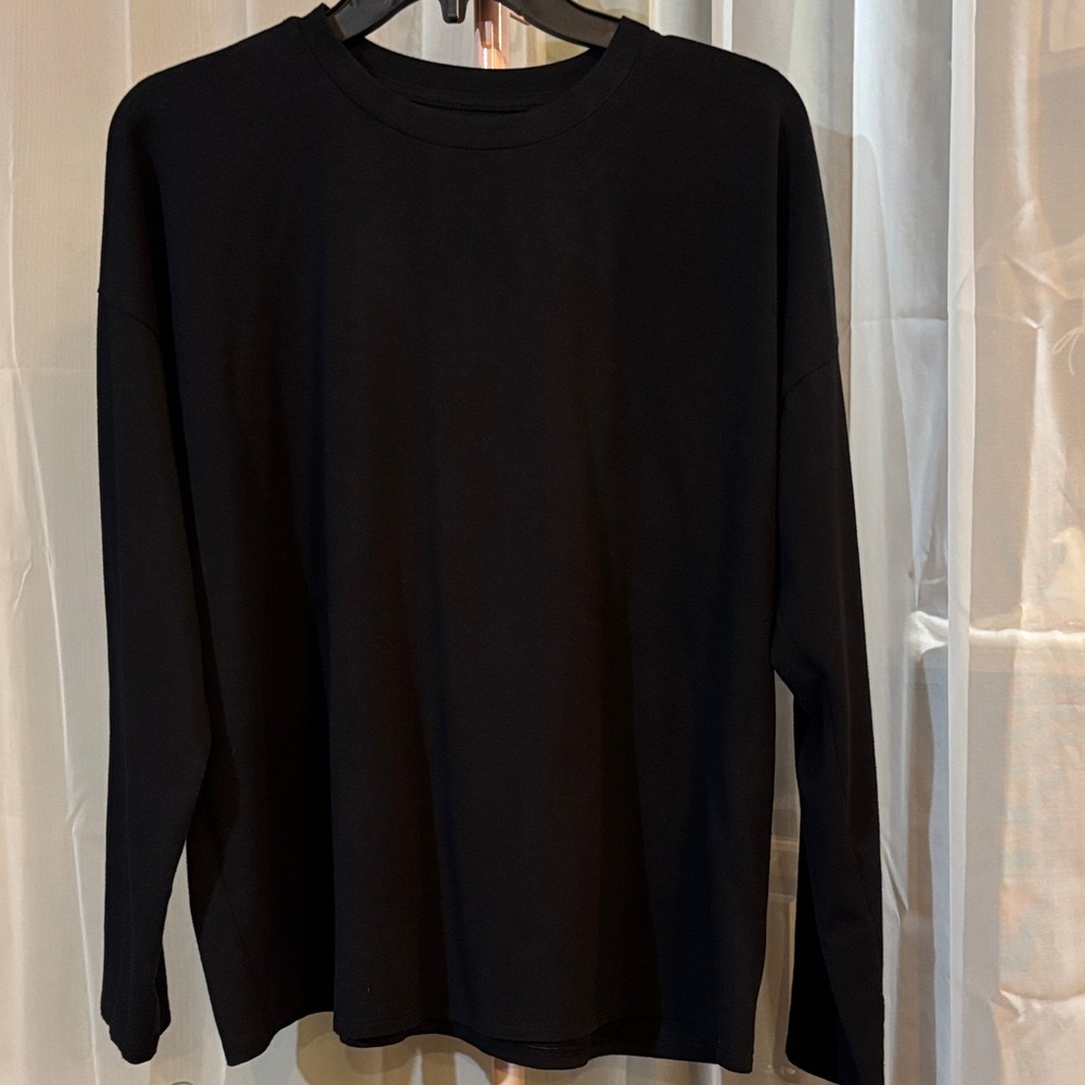 Eileen Fisher Cotton Spandex Soft Oversized Black Long Sleeves Sweater
